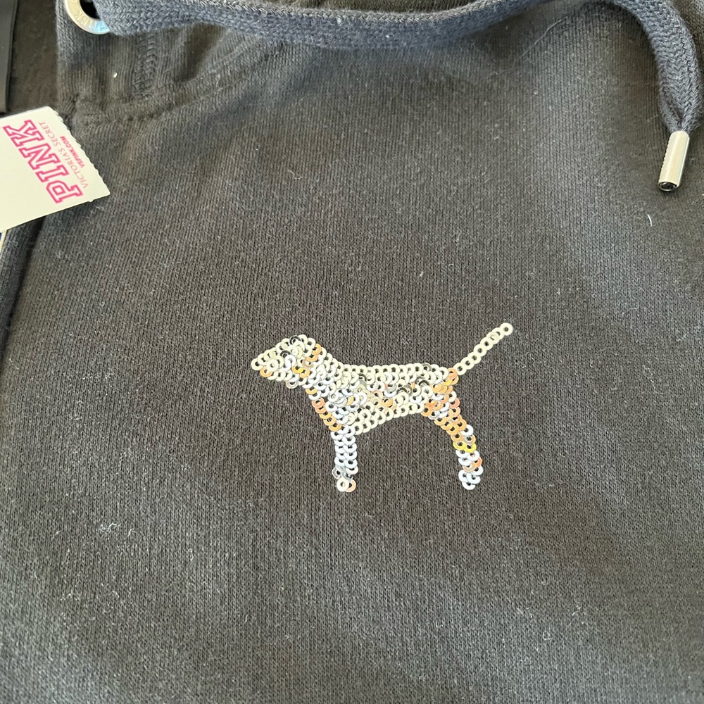 2014 NWT Victoria’s Secret PINK Zebra Print Bling Full Zip Up Varsity Hoodie M - Picture 8 of 13